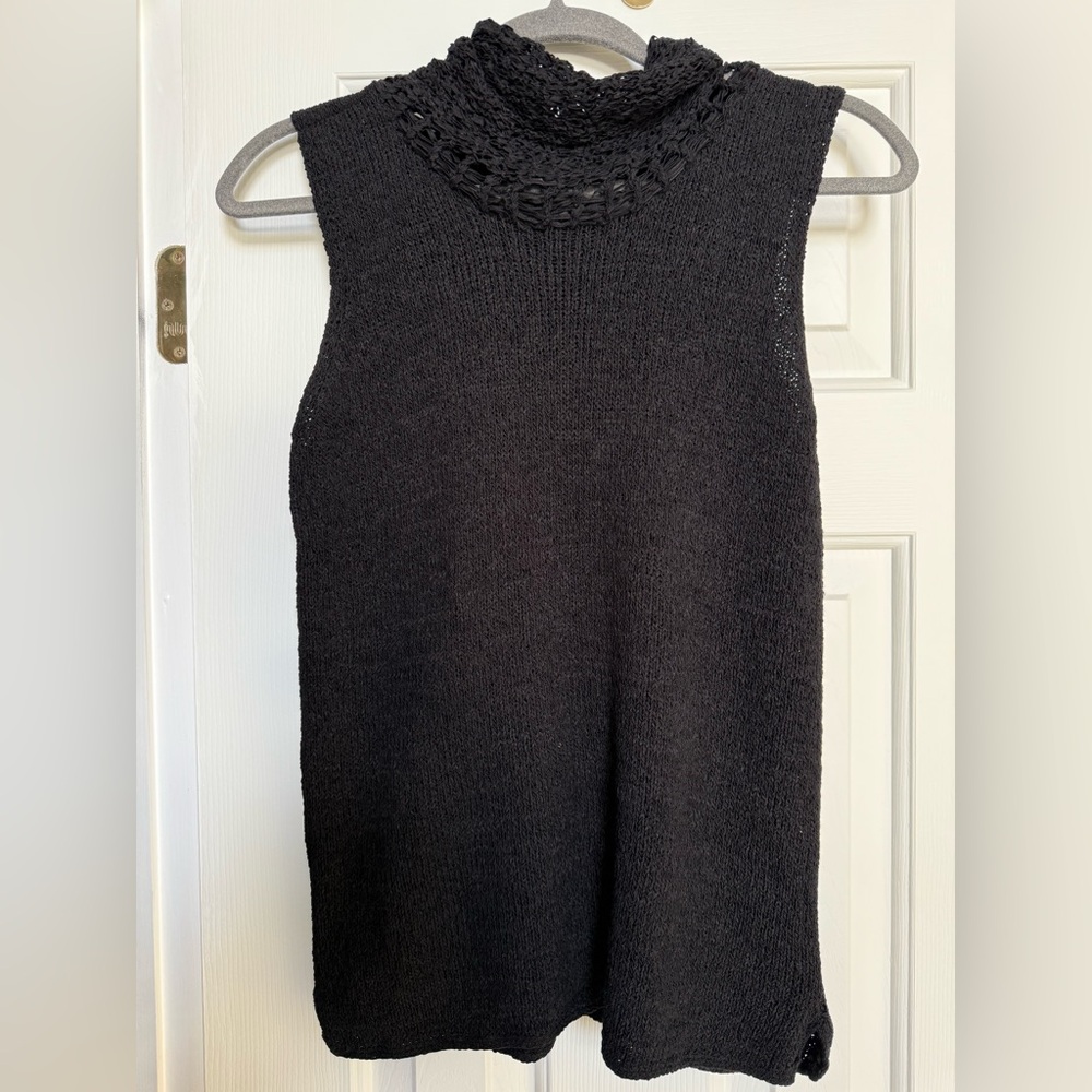 Sigrid Olsen Black Sleeveless Cowl Neck Sweater